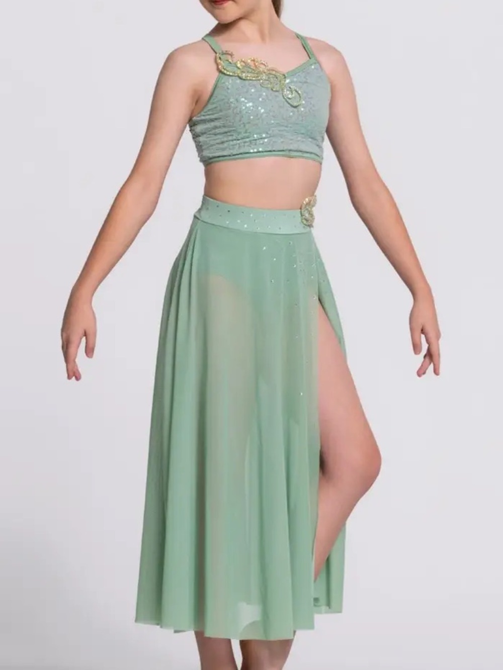 Weissman Green Two Piece Lyrical Dance Costume